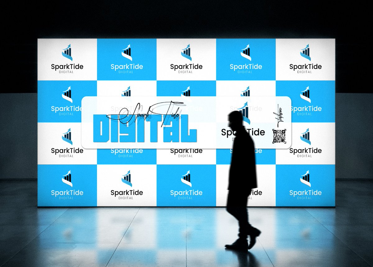 DaudhasanTahsin's tweet image. Here’s a premium backdrop design for SparkTide Digital — a perfect blend of clean layout, bold typography, and professional color balance.
Whether it’s a corporate event, exhibition, or media wall — a powerful backdrop makes your brand unforgettable. 
#BackdropDesign #EventBrandi