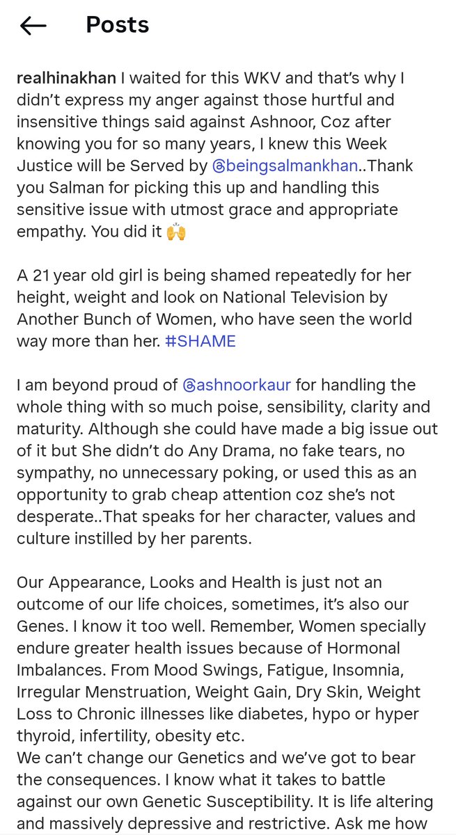 -- The Sherkhan takes strong stand for #AshnoorKaur 🔥

HK also thanks #SalmanKhan for taking up this matter in #WeekendKaVaar.

OG Akshara supports her baby - real bond ❤️
#BiggBoss19 #BB19 #HinaKhan