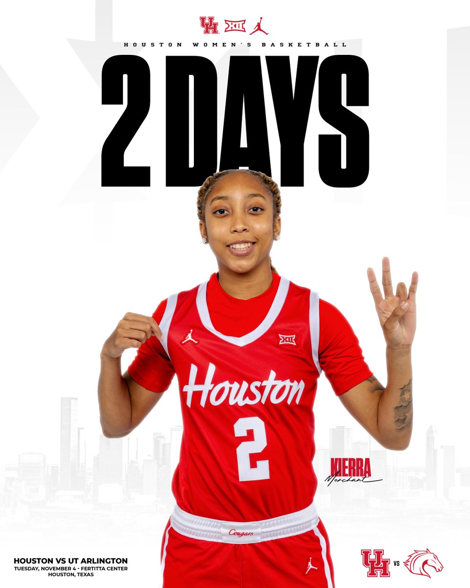 2️⃣ DAYS AWAY

Kierra Merchant and the Cougars are two days out from the home opener!

Get your tickets: uh.evenue.net/event/WB25/WB01