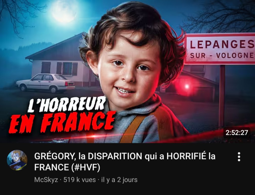 La vidéo de <a href="/McSkyzyoutube/">McSkyz</a> sur l'affaire "du petit Grégory" est juste insane ! 3h documentées qui démontre l'absurde, l'incompétence et ce que la jalousie a de pire...

Vraiment bravo à lui et son équipe. En espérant qu'un jour la famille ait enfin des réponses...
Lien ⬇️