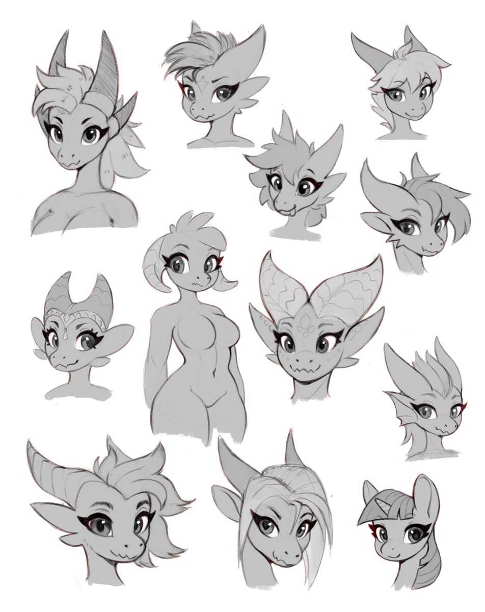 asim0s's tweet image. Scaly ladies portraits sketches! =3 (with some special guest, heh)
Not sure what to draw next, so I made this little brainstorm session. Still not decided which one to proceed...