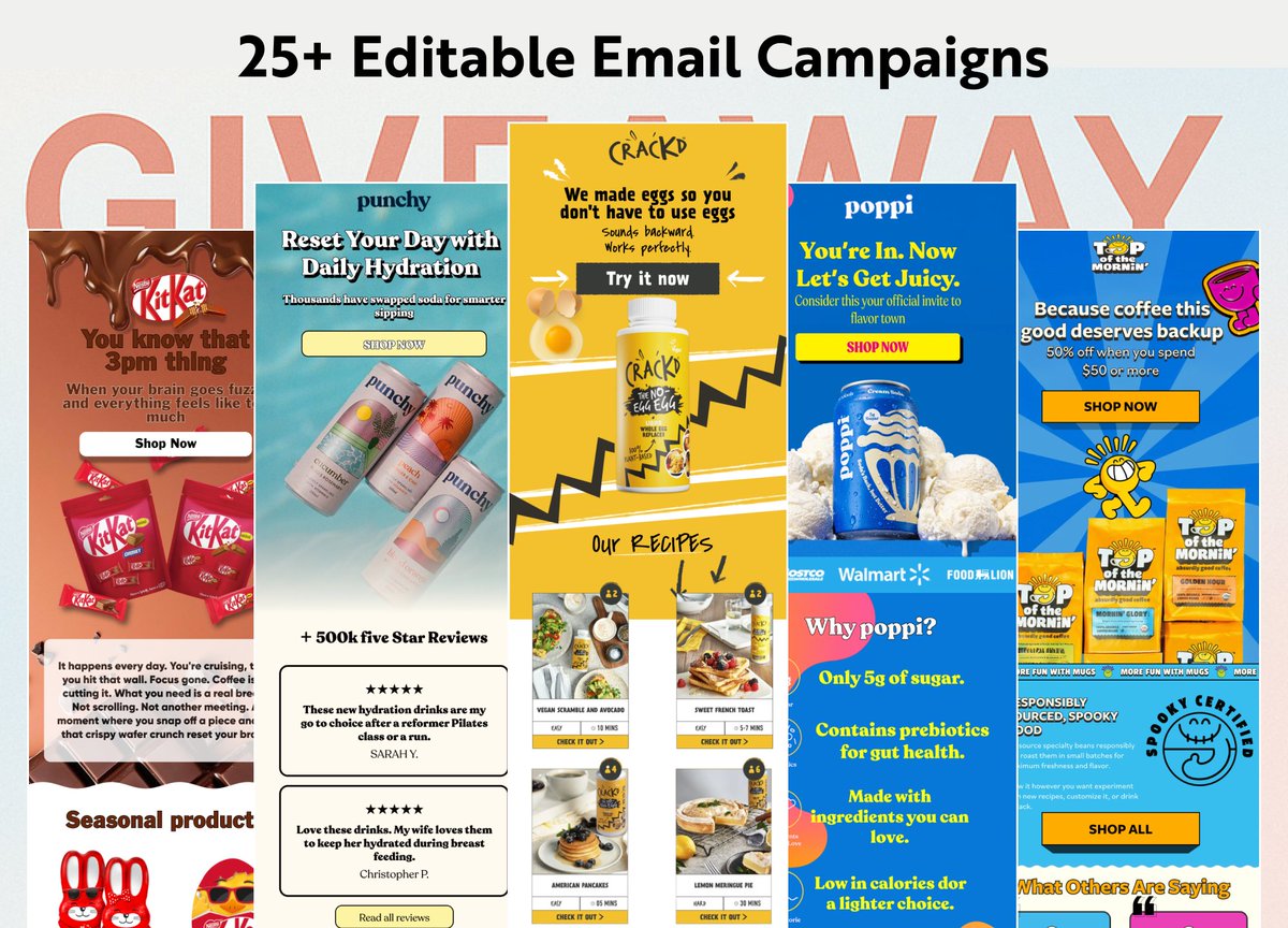 AbderrEmails's tweet photo. 🚨+25 FREE Editable Email Designs 🚨

I'm giving away +25 Email campaigns designed for ecom brands for FREE. 

Professionally designed.
Fully editable.
Ready to use.

Comment "25" and I'll send it to you. (Follow so I can DM)

RTs are appreciated.