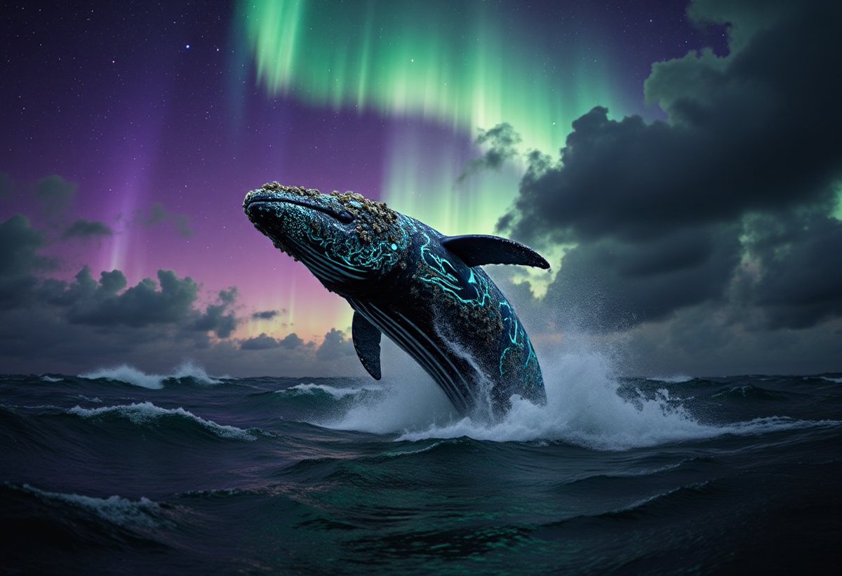 J_u_s_t_Nemo's tweet image. When you carry your own universe. Whales don&apos;t look for lighthouses; they create the northern lights themselves. Create yours with @Sogni_Protocol