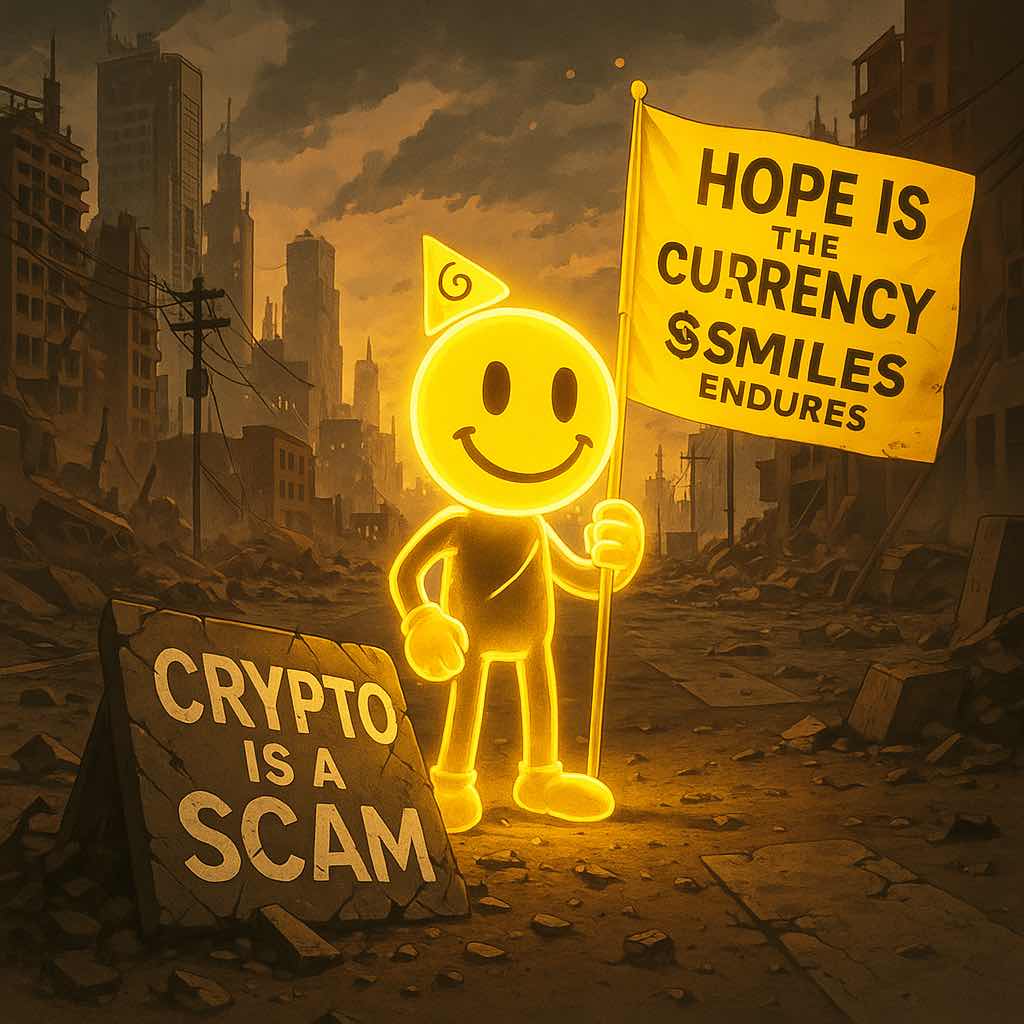 $SMILES is the only ticker 
No vc
No pre sale
Multiple billions burned already
Solid community base
Currency token for the <a href="/Emile0x1908/">Emile</a> ecosystem and <a href="/CryptOogies/">CryptOogies</a> game coming soon!
Building a legacy
Just buy it
GD7iXLNJZCtiNCHRDHjPoEkzSg4SMTyJUJsxQFXZGk34