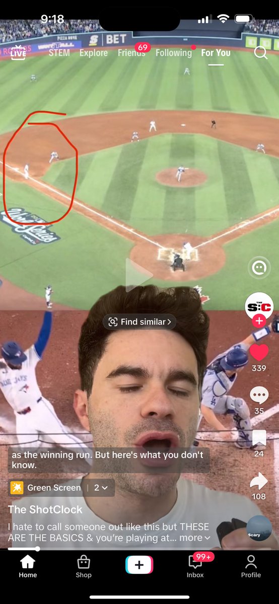 This hurts, look where he is and where the ball is. Also Muncy way off and no one in the world would pick to 3rd!  I said this all series this wasn’t the 1st time!