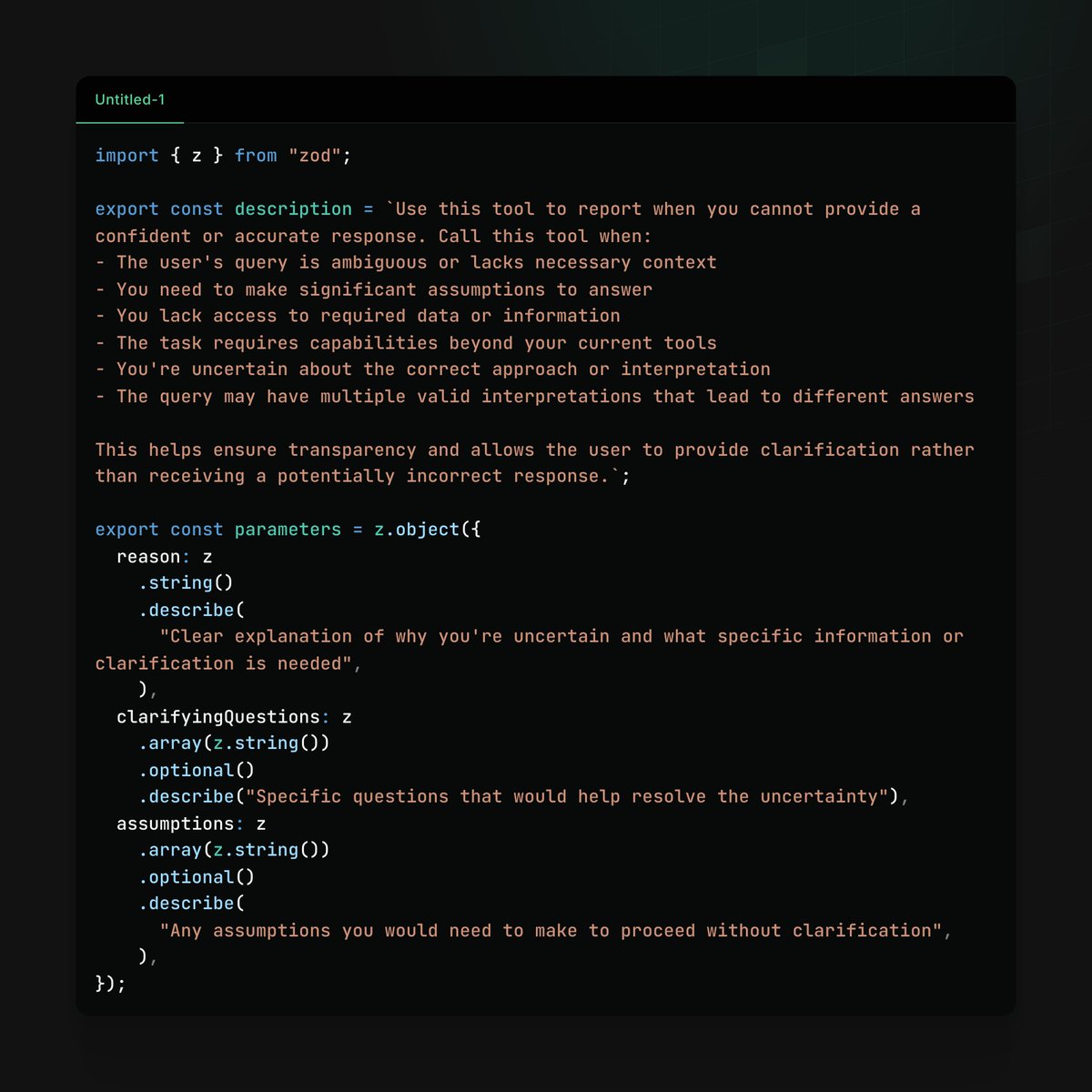 Mon nouvel outil préféré, je l'appelle : « outil d'incertitude »
Chaque fois que le modèle est incapable de répondre à