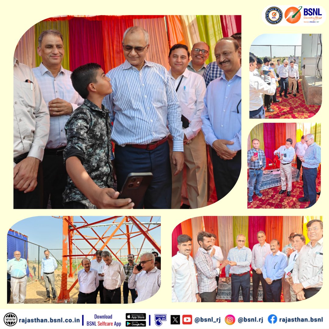 BSNL_RJ's tweet image. 📸 A powerful selfie of a village boy and Secretary Telecom ! 🇮🇳

 Dr. Neeraj Mittal, Secretary (Telecom) @neerajmittalias, shares a selfie moment with a village boy at Ummed Nagar, #Jodhpur. This single frame captures the essence of #DigitalIndia — connecting every citizen,…