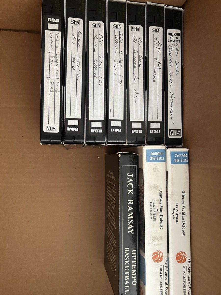 coaster64's tweet image. Any young hoops coaches want to see how we did things back in the day.  Must have VCR*

* Before streaming, we had VCRs—giant tape eaters that made ‘Be Kind, Rewind’ a moral code.