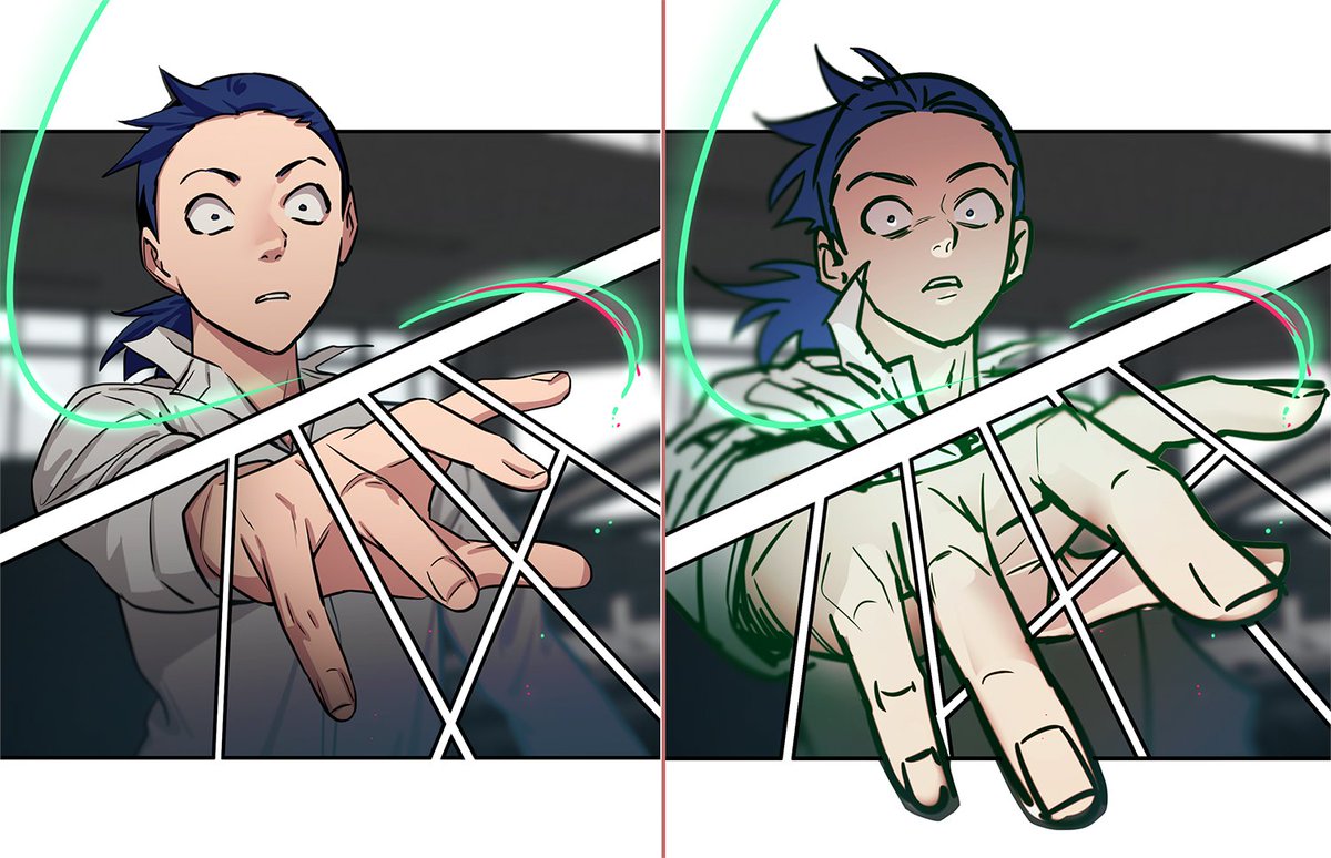 옛날 원고 다시그리기  

둘 다 작화는 대충 쳐냈고 지금 한 건 선도 따지 않았지만 
좌측 작업 때부터 아쉬웠던 과투시 구도 연출이 
그땐 시간상 타협했는데, 지금 보니 이제는 좀 쉽게 잡힐 것 같아서 한번 새로 올려봄.

다만 이번엔 컷 분배에 신경쓰지 못했기 때문에 집중도는 좌측이 나을지도