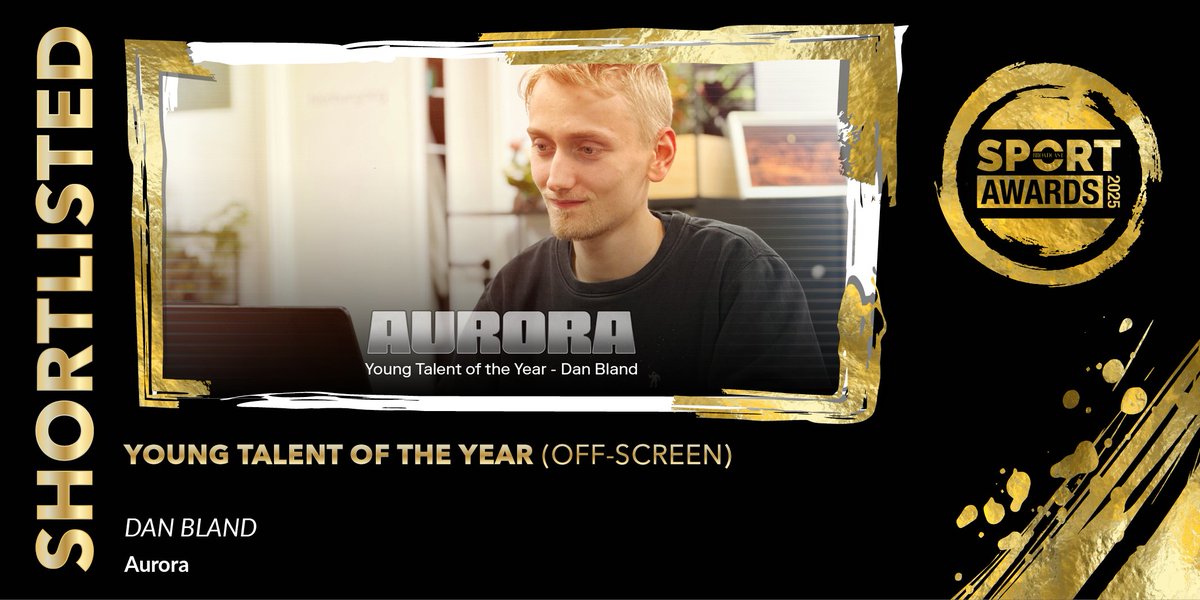 Up for Young Talent of the Year (Off-Screen) is Dan Bland, <a href="/AuroraMediaWW/">Aurora</a>

✨Join us on the 13th November, book your table now! bit.ly/BSA25BookNow 

#BSportAwards25 #BroadcastSportAwards #SportsMedia #Sport #YoungTalent