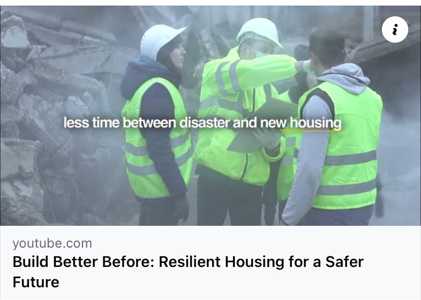 Build Better Before: Resilient Housing For a Safer Future. La vivienda Resiliente protege vidas y medios de subsistencia al permitir que las comunidades se recuperen rápidamente de los DN youtu.be/w6HsZk_PogQ?si…