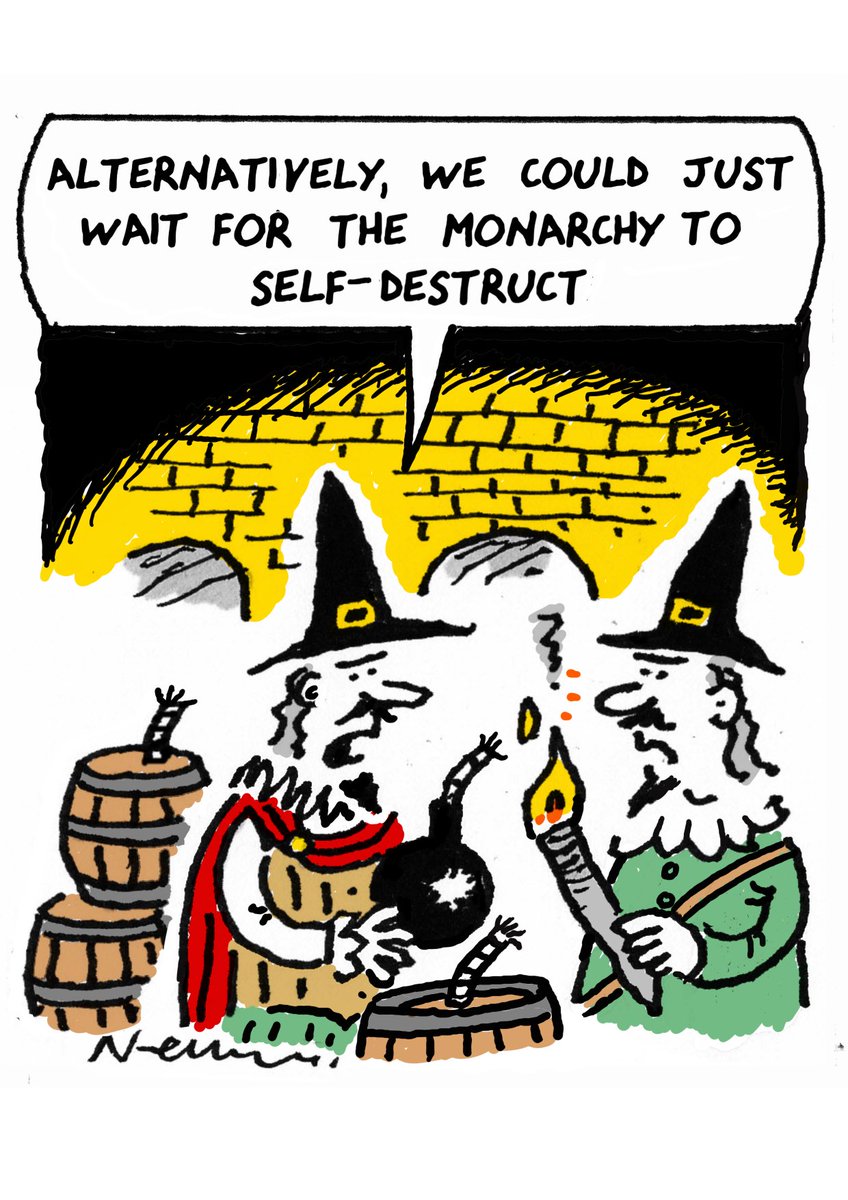 Ncknwmn's tweet image. My toon for ⁦@thetimes⁩ got bumped due to the train incident, so here it is… #monarchy #Andrew #Epstein #GuyFawkes