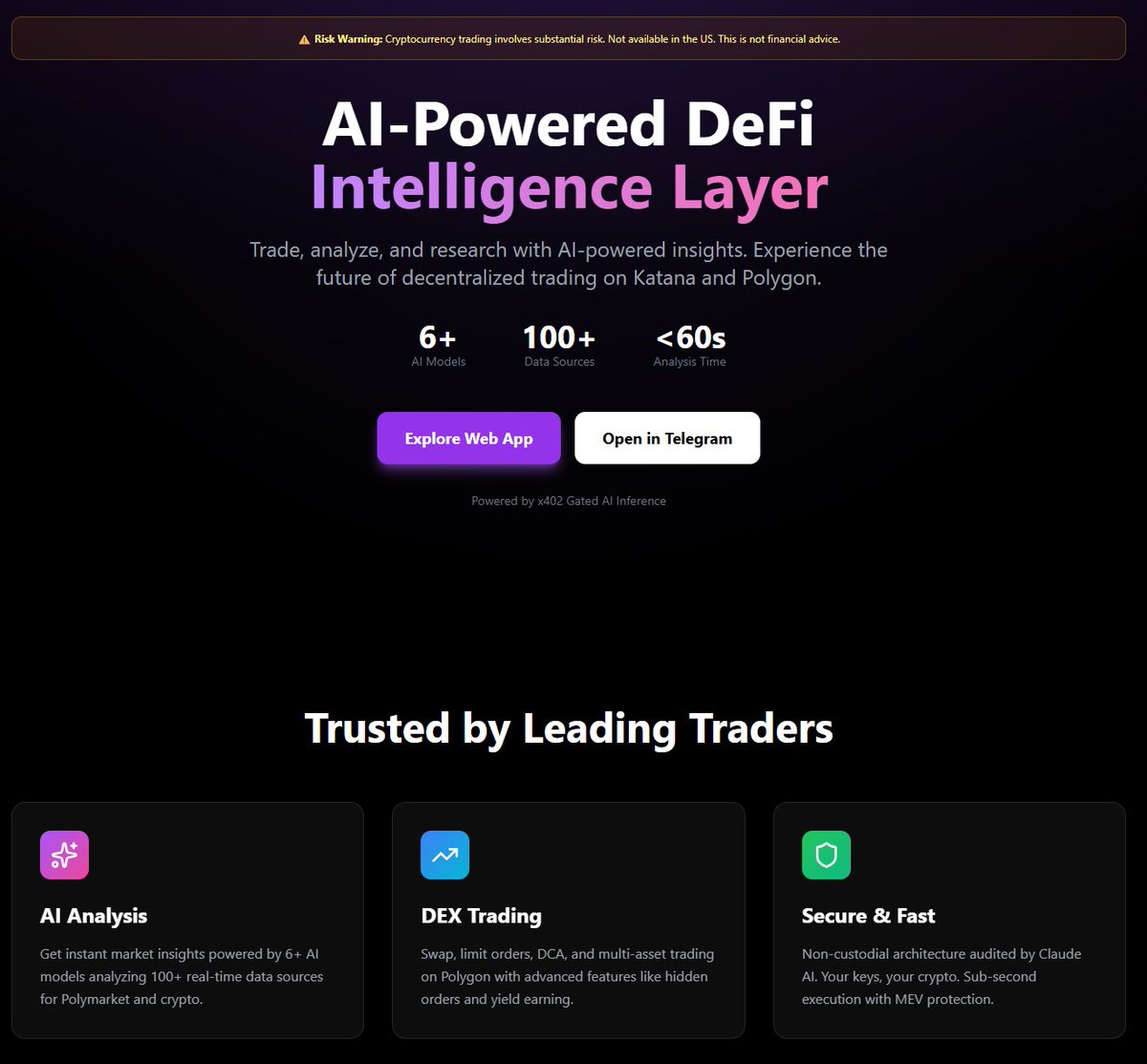 Eosifinance_ai's tweet image. gE everyone

StandR BOT web app and improved telegram bot are FINALLY DROPPING soon 🔥🔥

Slowly but surely
- Crypto &amp;amp; PolyMarket analysis
- DeFi:
  -  Hidden Order Perps/Spot trading
  - Yield/LP pools
  - Staking
and more.

WAITLIST hitting soon

WHO&apos;S HYPED?

#EOSIF #DeFAI