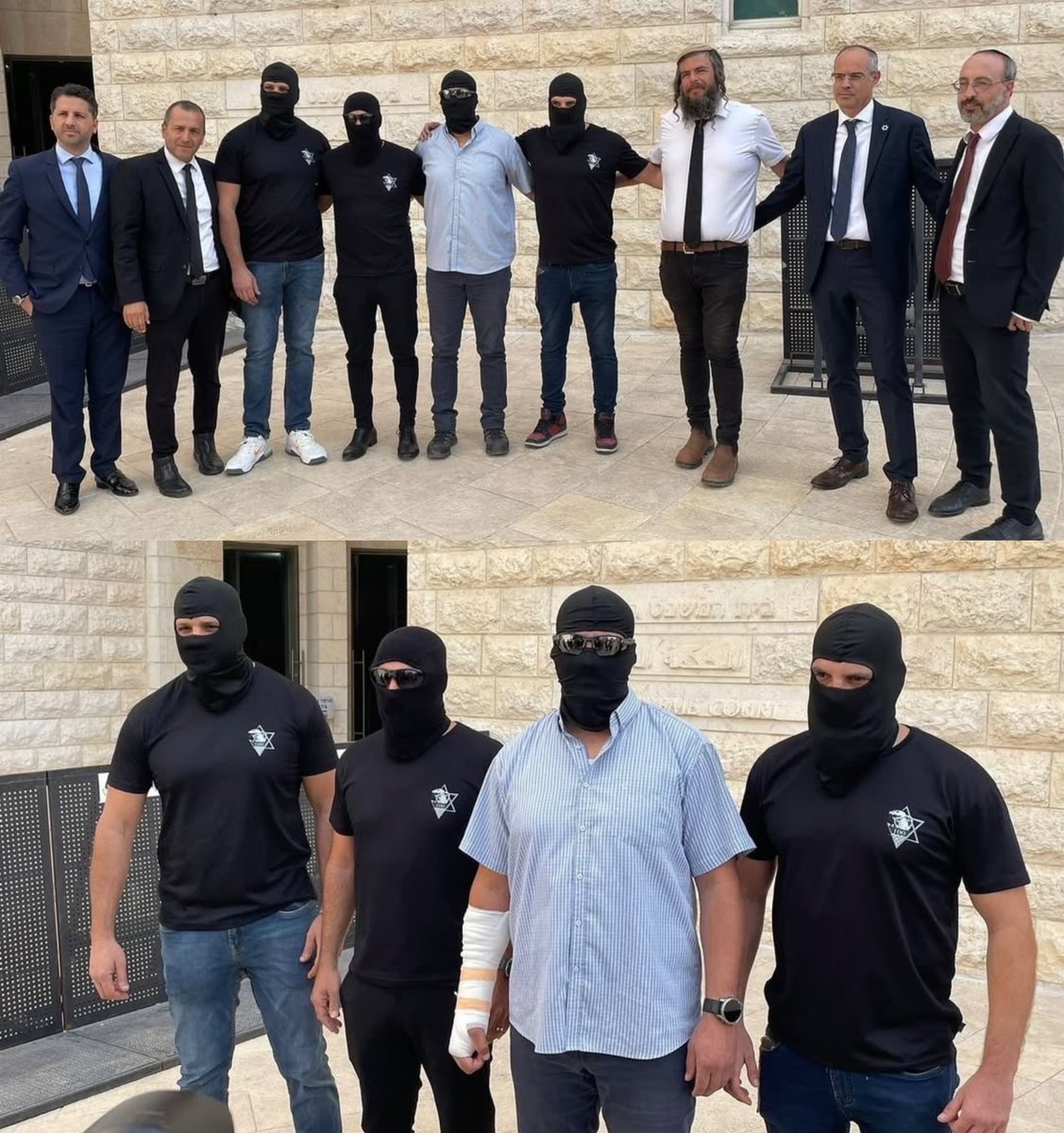 Tecavüzcü İsrail askerleri maske takarak poz verdiler.

▪️"Sde Teiman" hapishanesinde Filistinli bir tutukluya tecavüz eden İsrailli askerler, kimliklerinin açığa çıkması ve uluslararası mahkemelerde yargılanma korkusuyla maske takarak avukatlarıyla birlikte basın toplantısı