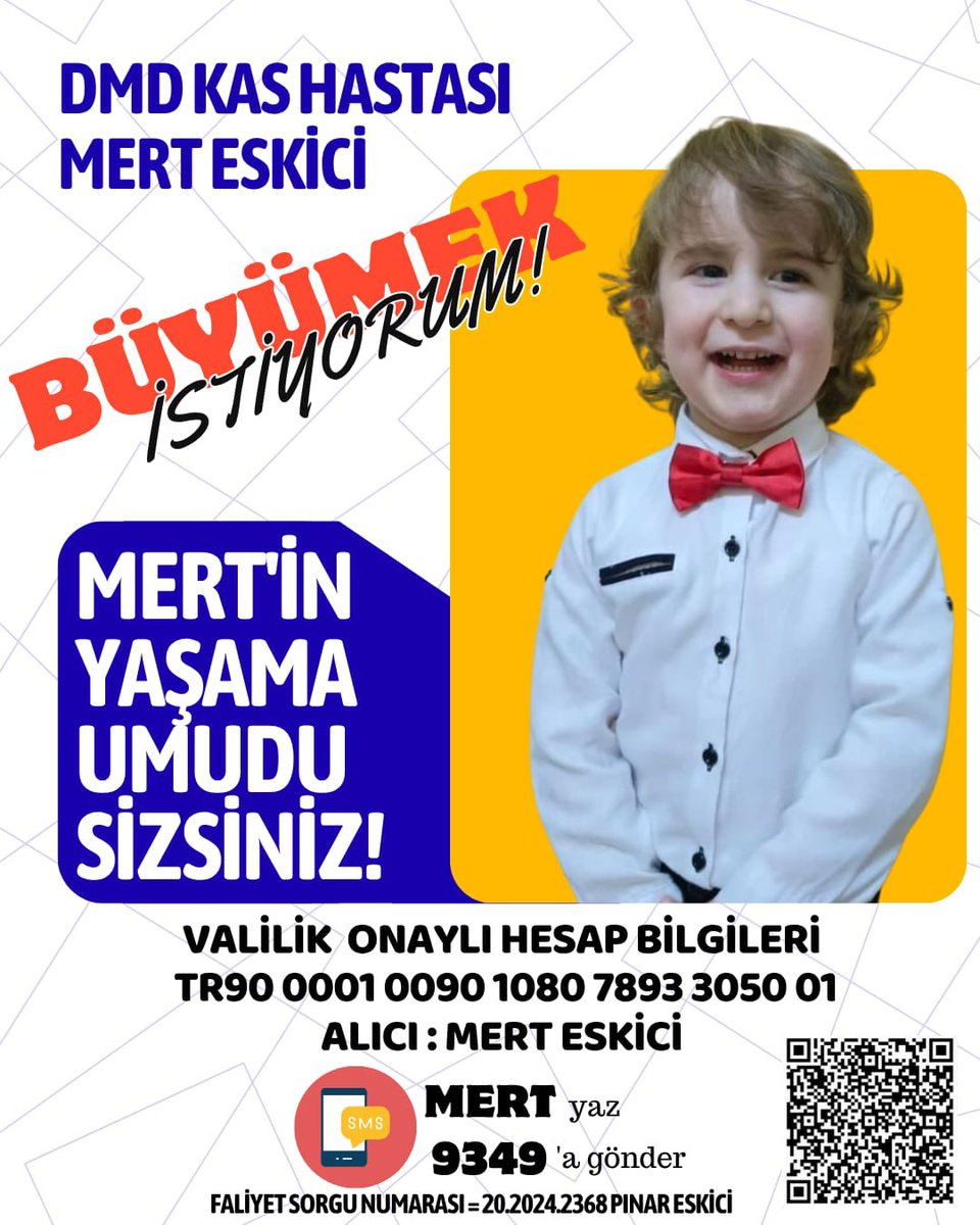 Dmd kas hastası Mert Eskici BÜYÜMEK istiyor!

Mert’in yaşama umudu sizsiniz!

Mert destek eli bekliyor.

#BJKvFB #AdalıHükümsüzdür #FenerinMaçıVar Levent #böyleolmamalı Kart Cerny Brown Dava İbra Hasan Arat Aster Cengiz Jayden #banasorsalar