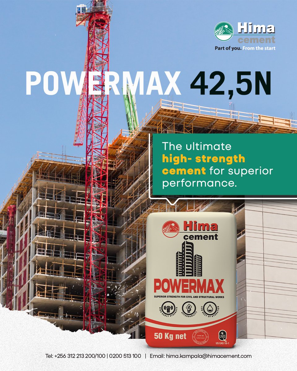 7HappyChristine's tweet image. Build higher. Build stronger. 
With PowerMax 42.5N, experience unmatched strength and durability, the cement engineered for high-rise buildings, dams &amp;amp; bridges.
#PowerMax #HimaCement #BuiltToLast