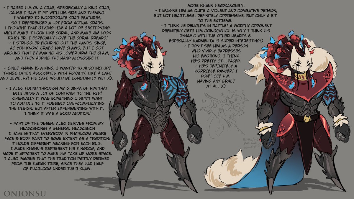 Since some of you were interested in my process, here's a more detailed ref sheet of my Khann design! 
#Silksong
