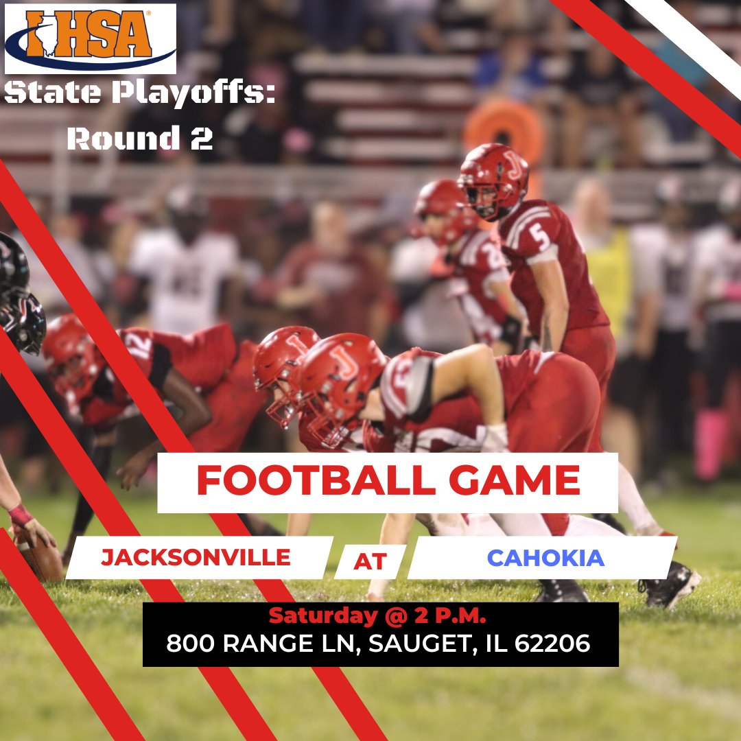 ITS PLAYOFF TIME, ROUND 2🚨
⌛️ Saturday, November 8, 2025 @ 2 pm
🆚 Cahokia High School
🏟️Cahokia High School
#JHSCrimsons #CrimsonNation