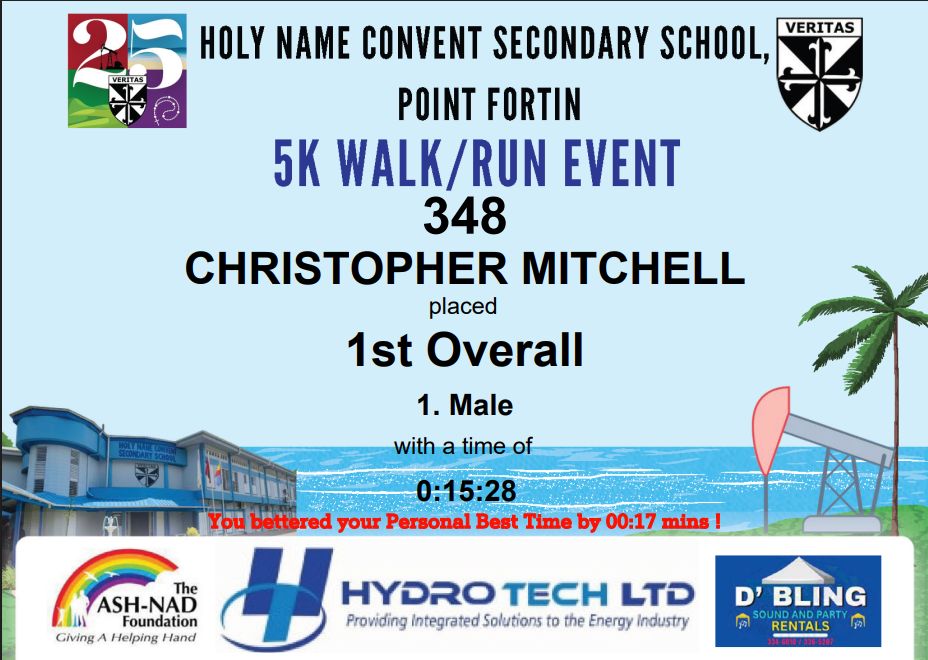 EvolutionTimeTT's tweet image. 🏆 Congratulations to the first-place male winner of the Holy Name Convent Point Fortin 5K! 🎉 Your hard work and dedication have truly paid off. 🏃‍♀️🌟
For a detailed look at all the participants&apos; times and rankings, check out the full results at evolutiontiming.net