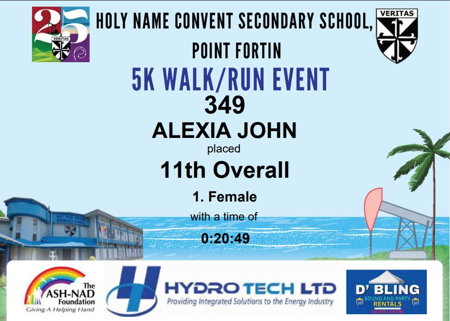 EvolutionTimeTT's tweet image. 🏆 Congratulations to the first-place female winner of the Holy Name Convent Point Fortin 5K Alexia John! 🎉 Your hard work and dedication have truly paid off. 🏃‍♀️🌟
For a detailed look at all the results and rankings, check out the full results at evolutiontiming.net