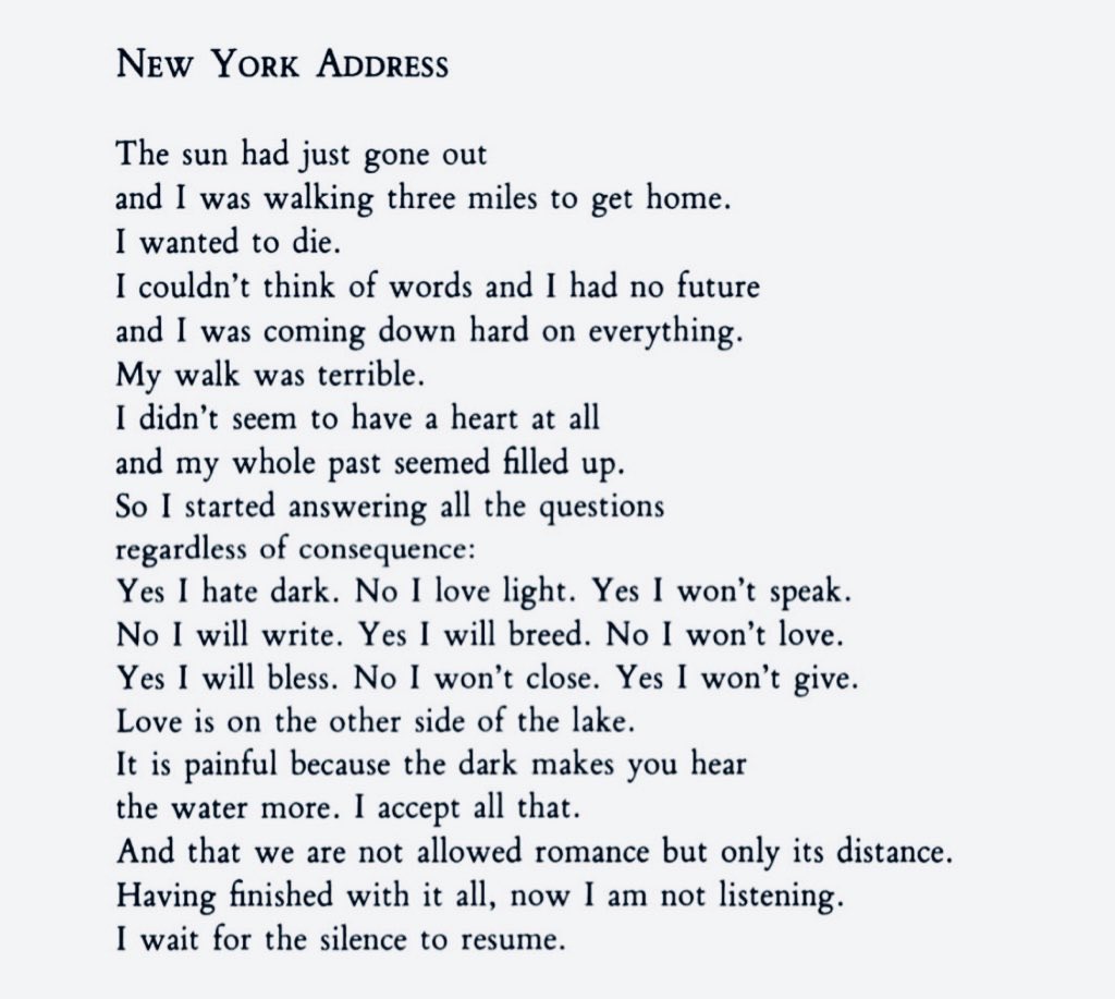 No I won't love.
—Linda Gregg
