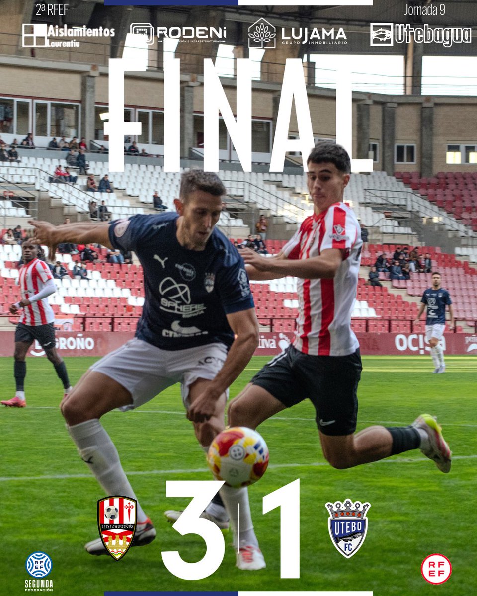 UteboFC's tweet image. 🔚 Final en Las Gaunas

UD Logroñés 3 – 1 Utebo FC

#UteboFC #SegundaFederación #UDLogroñés #JuntosSomosMásFuertes #CrezcamosDisfrutando