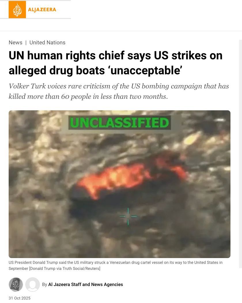 cagreens1's tweet photo. The U.S. war machine has been proudly posting images of killing civilians targeting boats in the Caribbean and eastern Pacific Ocean.
U.S. is stoking a war with #Venezuela not just to plunder Venezuela's vast resources, but ALSO to crush a socialist government
#EndTheWarMachine https://t.co/Lgmow8XngC