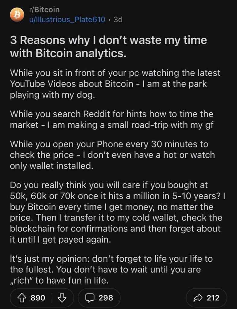 HashMonie's tweet image. Best tip right here. Buy bitcoin when you got cash and go live your life. THAT’S IT.

Don’t harp on charts and FUD. Buy hold and live.

Simple!