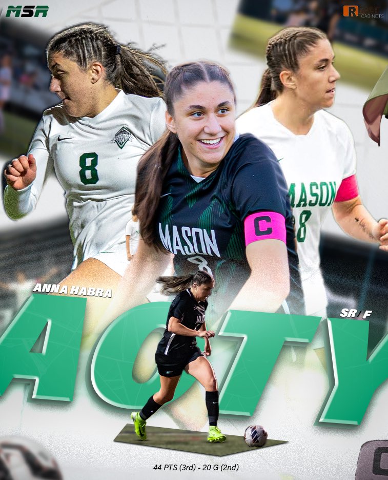 Congratulations to senior forward Anna Habra for winning GMC Athlete of the Year

<a href="/gmcsports/">GMC Sports</a> <a href="/Mason_W_Soccer/">Mason_W_Soccer</a> 

 Graphic: <a href="/PennettiDaniel/">Daniel Pennetti</a>