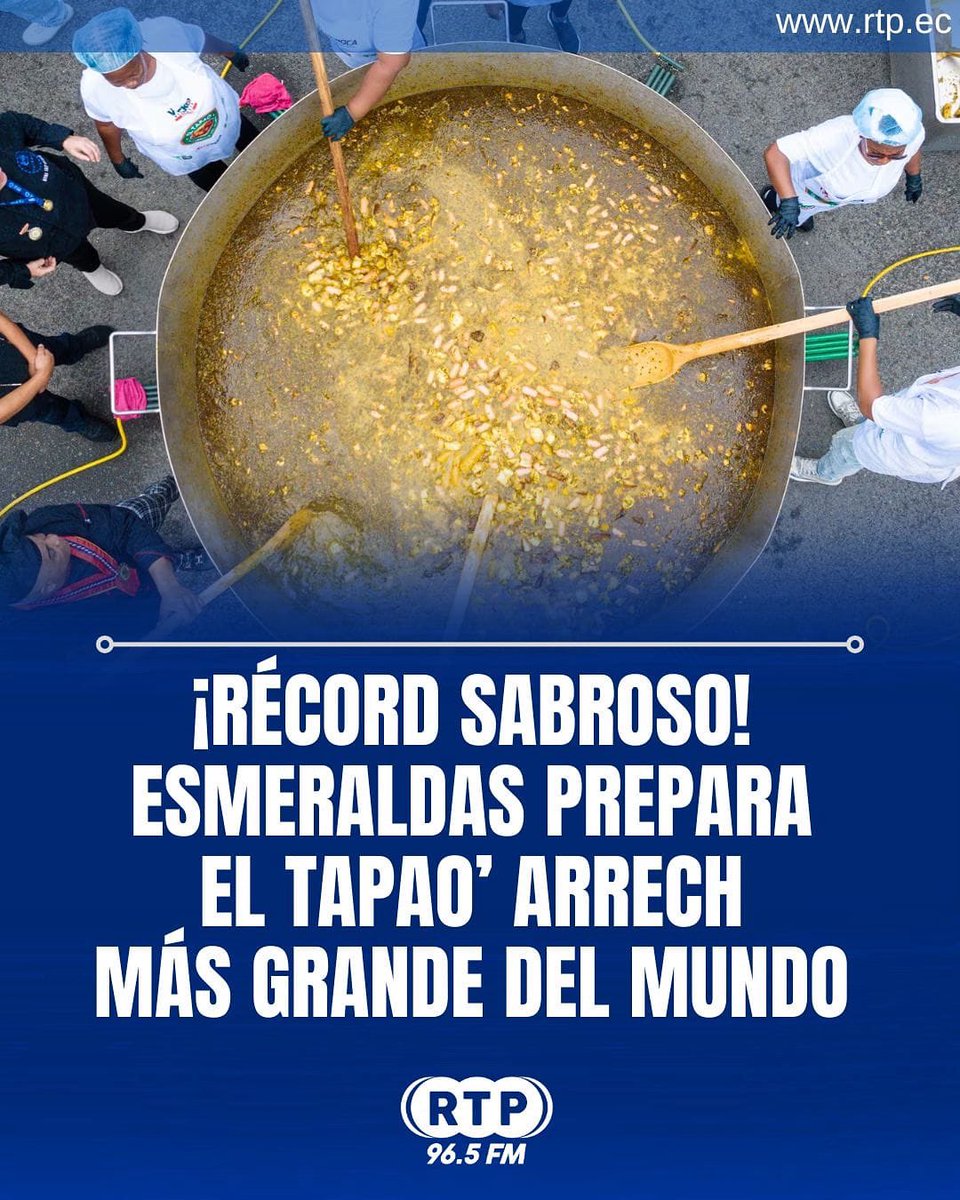 Con 1.518,8 kilogramos de sabor, Esmeraldas entró al Guinness World Records al preparar el Tapao’ Arrecho más grande del mundo, elaborado por 15 mujeres de la Red de Mujeres Afro y Diversas bajo el lema “Guerreras del Tapao”.

La receta incluyó más de 700 kg de carnes ahumadas,