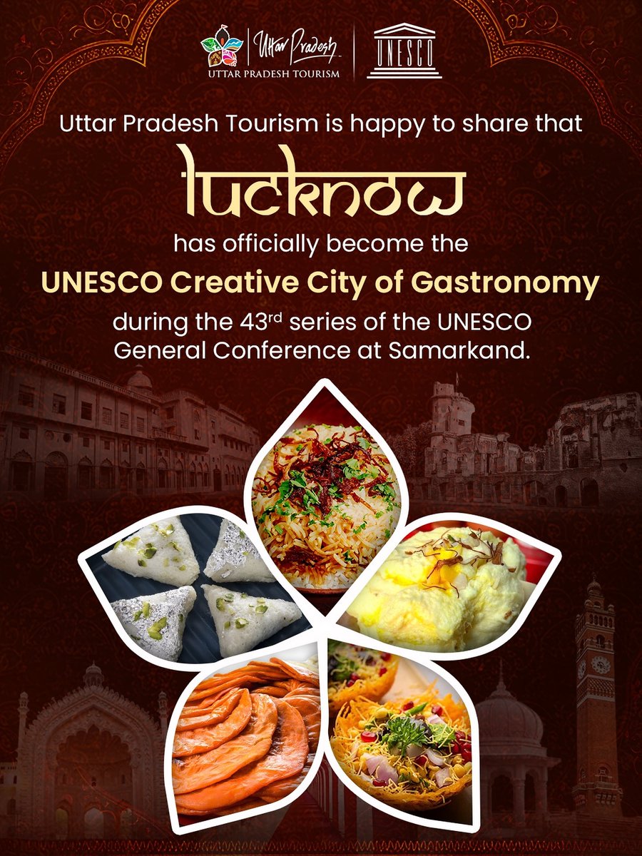 UNESCO ने लखनऊ को दुनिया के प्रमुख फूड कल्चर वाले शहरों में से एक माना है।  UNESCO ने लखनऊ को Creative City of Gastronomy में शामिल किया है।  लखनऊ इस मान्यता को पाने वाला भारत का दूसरा शहर है। इससे पहले हैदराबाद को 2019 में यह पहचान मिली थी।