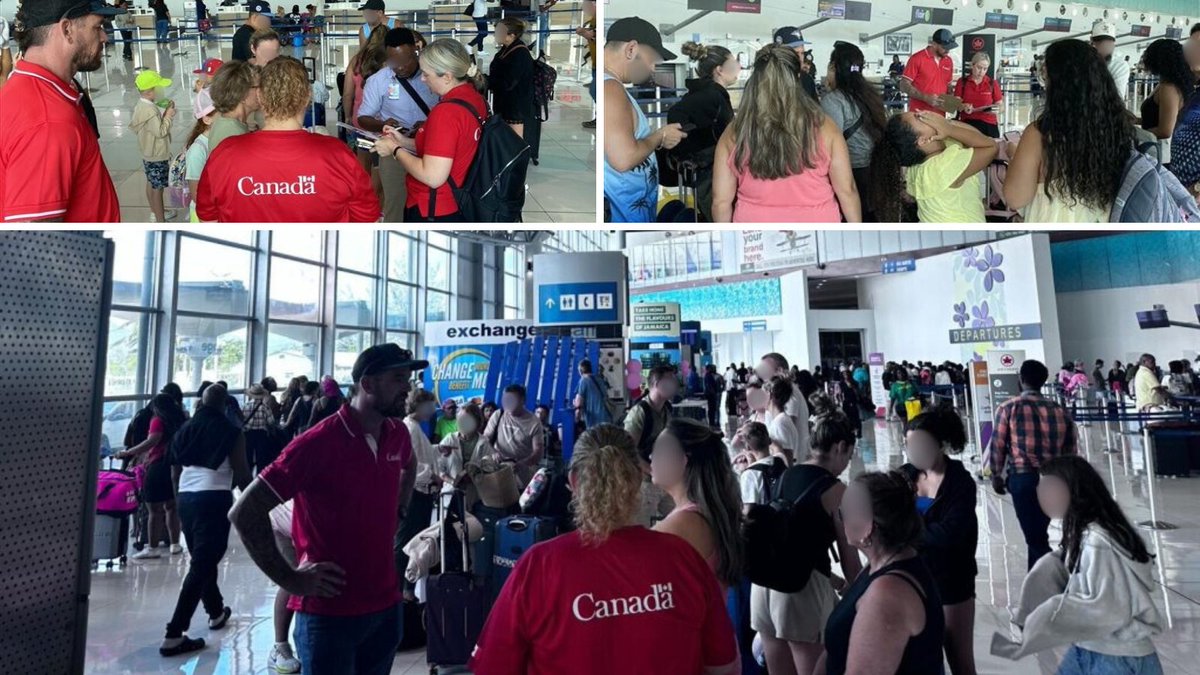 Le Canada a déployé des membres de l'Équipe permanente de déploiement rapide dans les aéroports de la #Jamaïque afin d'aider les Canadiens à quitter le pays après le passage de l'#OuraganMelissa.