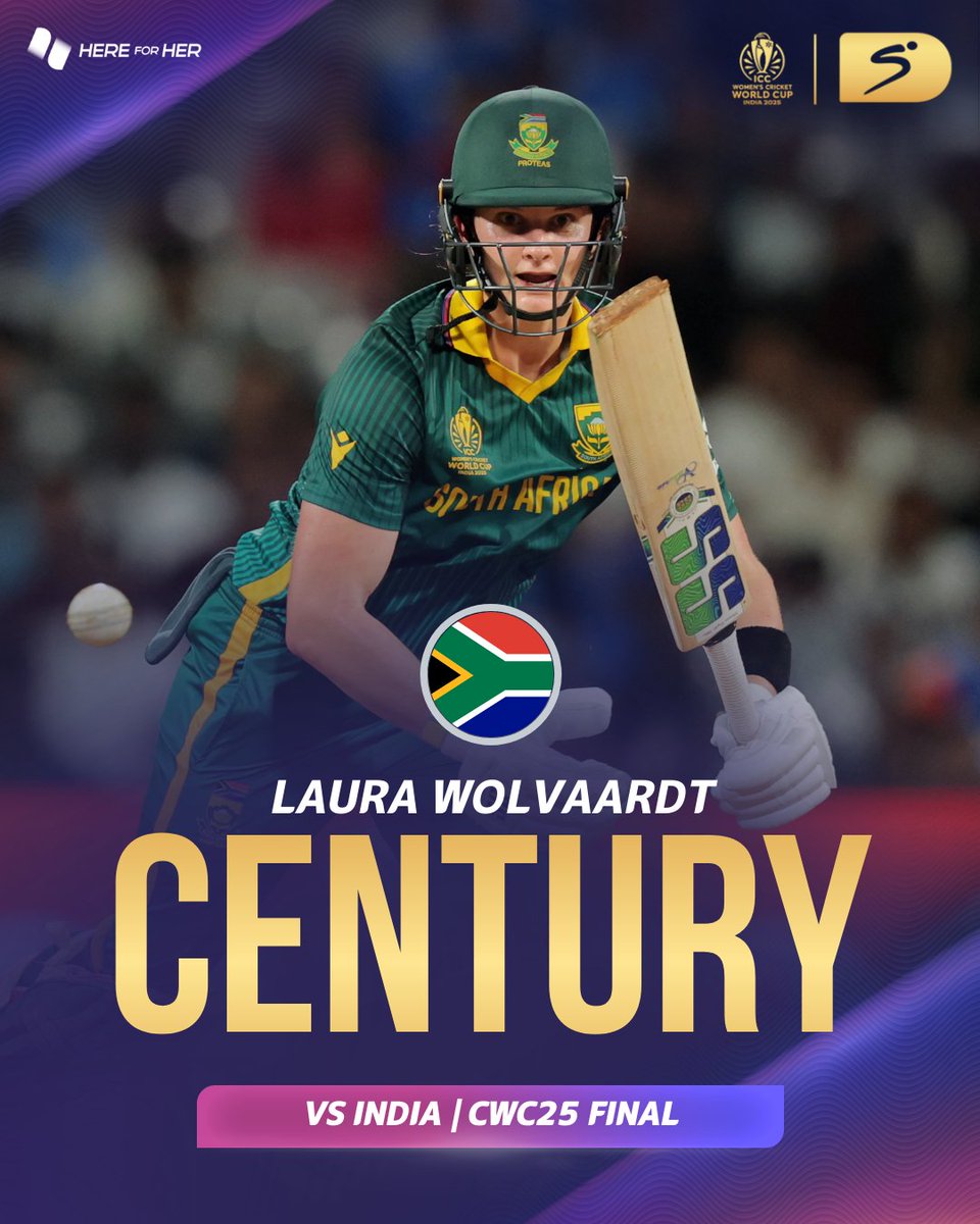 A world-class knock 💪🔥

Laura Wolvaardt becomes the second woman to score a century in a Cricket World Cup final 🇿🇦©️

#CWC25 | #SSCricket | #HereForHer