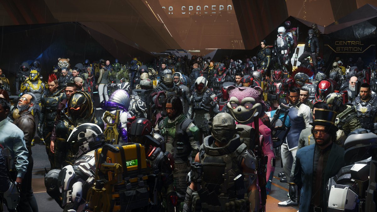 whosbutwhytho's tweet photo. 400 Player @CommunityTto Meetup. So many players, I couldn't fit them all in 1 shot. #StarCitizen https://t.co/uRXlFv0nm0