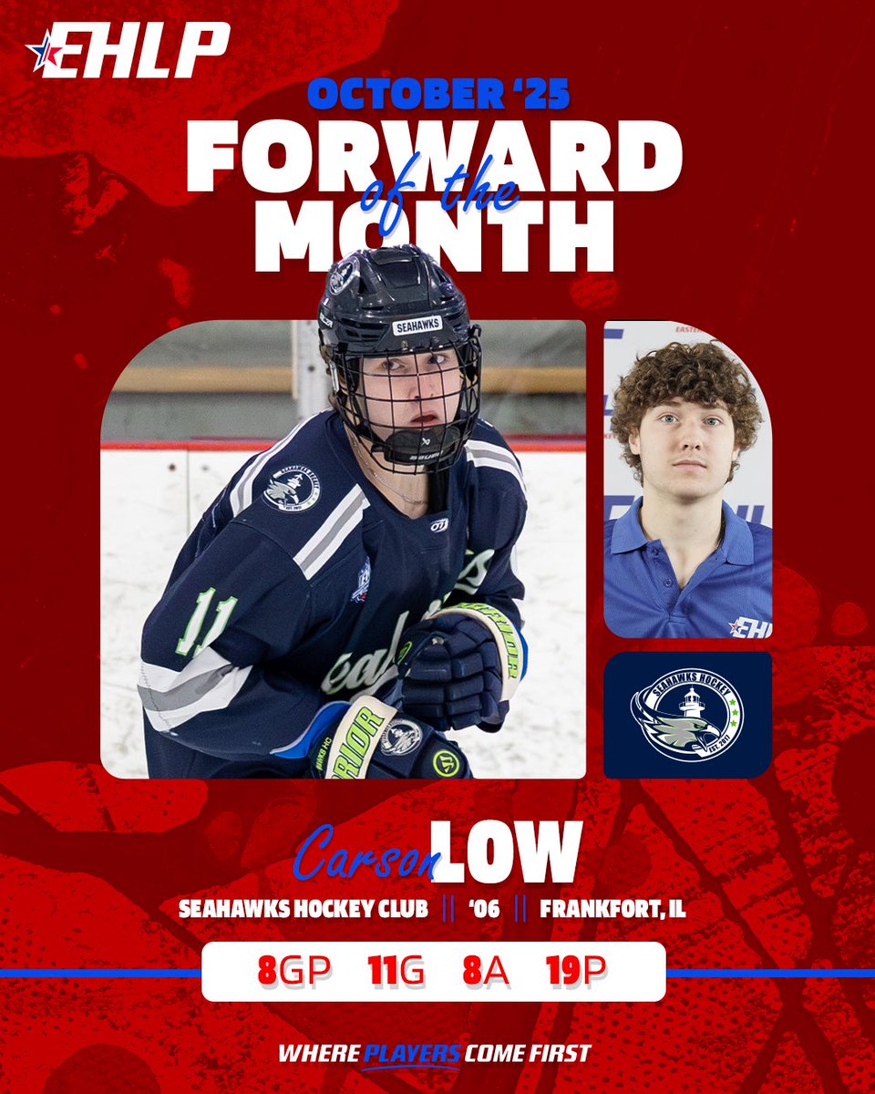 EHLpremier's tweet image. The Eastern Hockey League Premier (EHLP) is proud to honor the top performers for October 2025.

🔗: bit.ly/43QGGfh

#WherePlayersComeFirst | #DevelopPromoteAdvance