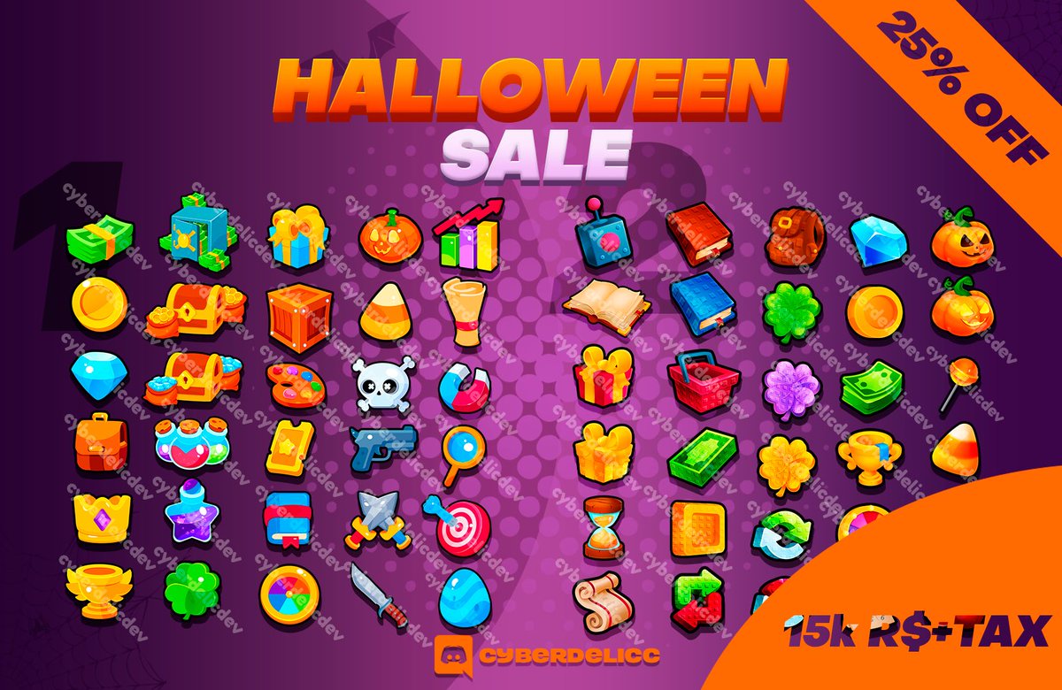 cyberdelicdev's tweet image. 🎃LAST DAY of the 25% Halloween Sale on both packs! 

👻New updates coming soon

📨Available on the Discord server - link in bio

💜Thank you for your support

#Roblox #RobloxDev #RobloxUI #uiuxdesign #robloxart #RobloxDevs