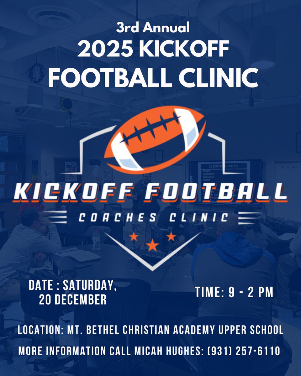 We’re looking for two more defensive speakers and one speaker on program development. If you’re interested or know someone who might be, reach out to me at (931) 257-6110.