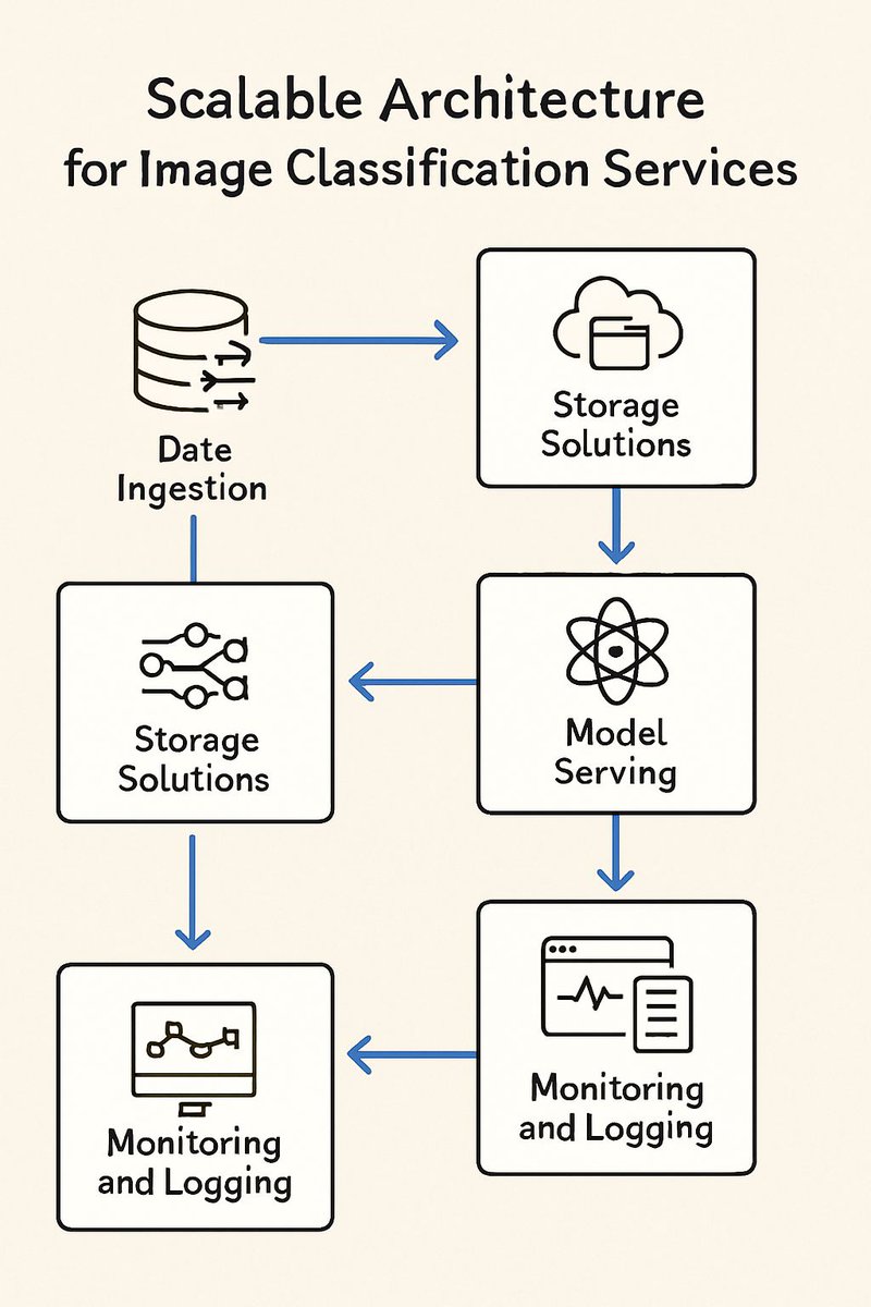 bugfree_ai's tweet image. Build robust image classification!  
Ingest data (Kafka/Kinesis), store (S3/GCS), train (TensorFlow/PyTorch).  
Deploy microservices, load balance, monitor, auto-scale &amp;amp; optimize!  
#MachineLearning #MLArchitecture