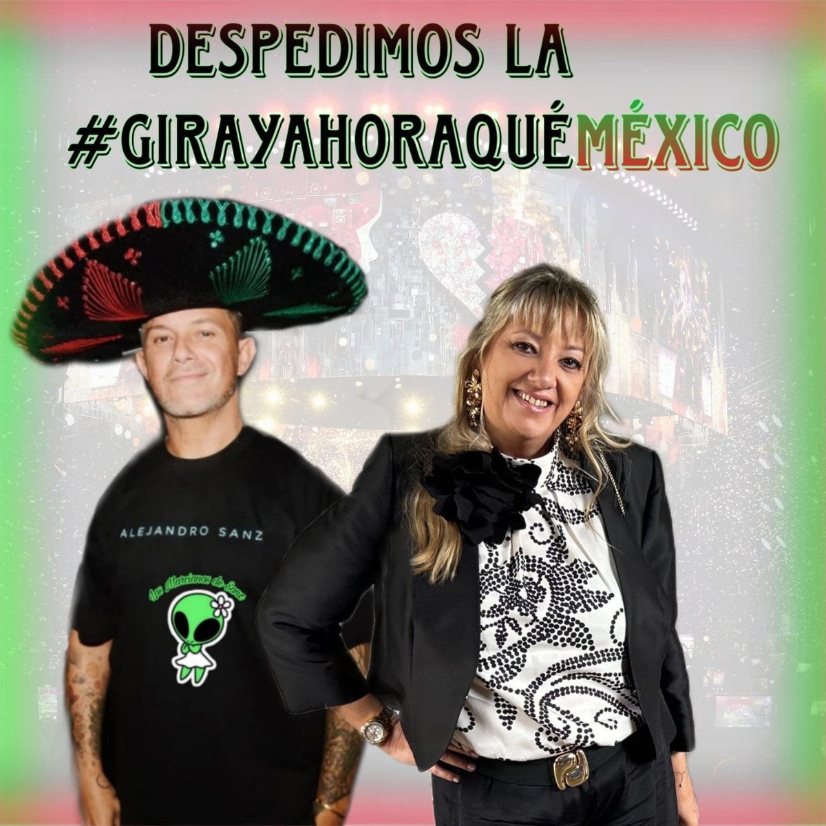 ¡Hasta luego, México!🤗
#LasMarcianasDeSanz queremos despedir la gira de #AlejandroSanz junto a nuestros compañer@s 🇲🇽🙌🏻
Agradecer a todos por ser apoyo y energía en cada concierto y haber sido la voz de todos en esta experiencia inolvidable!🥹 
#LoNuestroEsDeOtroPlaneta 👽