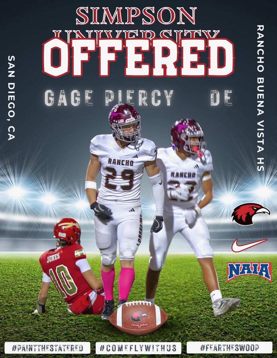 After an amazing call with Coach <a href="/coachcasados/">Coach Casados</a> I am honored to receive my 4th offer to <a href="/SimpsonU_FB/">Simpson U Football</a> to continue playing football in college! 🤘🏼