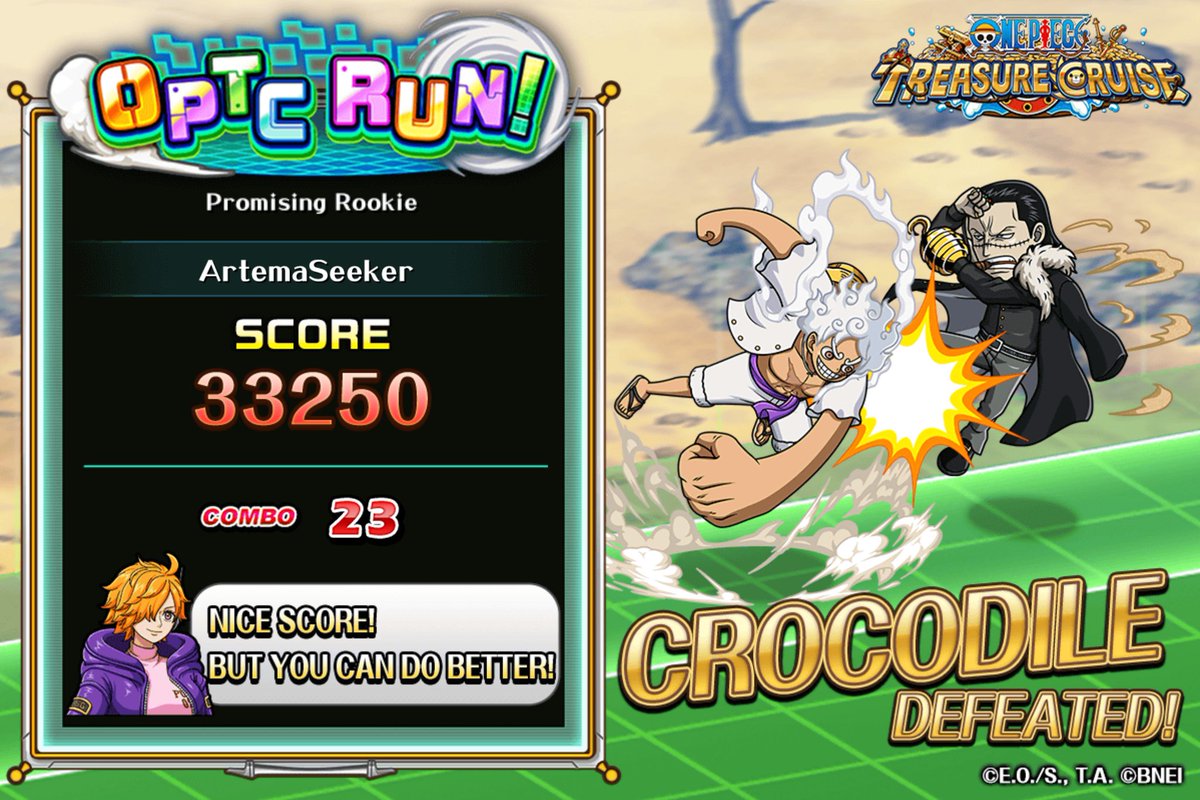 Ultima_Wielder's tweet image. Challenging #OPTCRun right now! 
Obtained Score: 33250
Max Combo: 23

Play from here!
trecru-ww.channel.or.jp/invite/en?id=2…