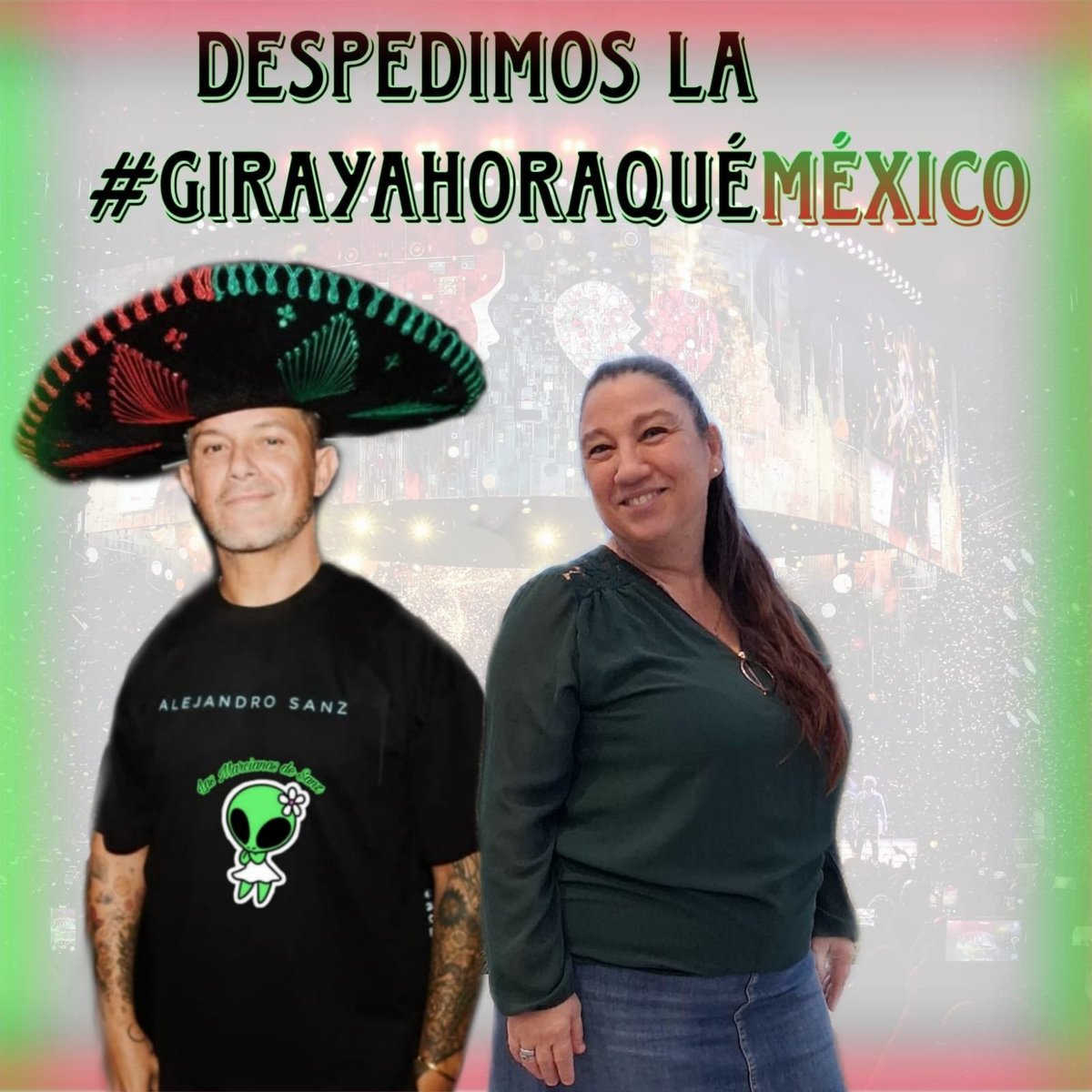 ¡Hasta luego, México!🤗
#LasMarcianasDeSanz queremos despedir la gira de #AlejandroSanz junto a nuestros compañer@s 🇲🇽🙌🏻
Agradecer a todos por ser apoyo y energía en cada concierto y haber sido la voz de todos en esta experiencia inolvidable!🥹 
#LoNuestroEsDeOtroPlaneta 👽