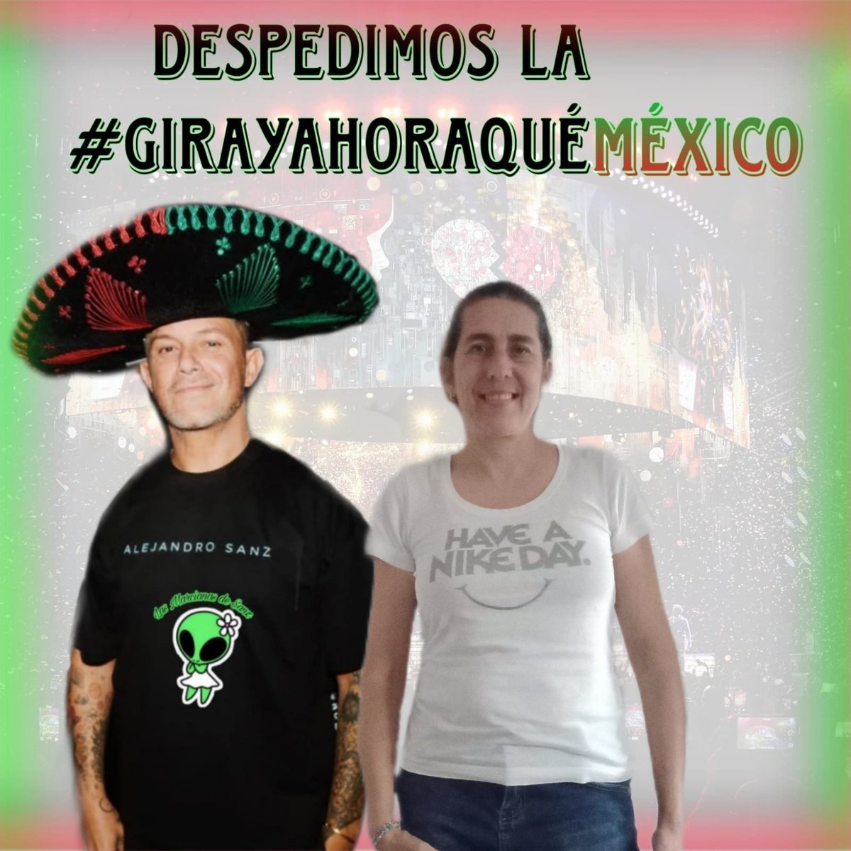 ¡Hasta luego, México!🤗
#LasMarcianasDeSanz queremos despedir la gira de #AlejandroSanz junto a nuestros compañer@s 🇲🇽🙌🏻
Agradecer a todos por ser apoyo y energía en cada concierto y haber sido la voz de todos en esta experiencia inolvidable!🥹 
#LoNuestroEsDeOtroPlaneta 👽