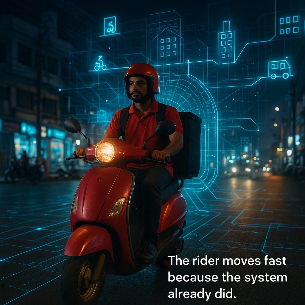 VinayakKalra2's tweet image. 10-minute delivery isn’t about faster riders it’s about smarter systems.

AI predicts demand, stocks dark stores, and plans routes before you even tap “Buy.”

In consumer tech, speed isn’t the feature system design is.

#QuickCommerce #Ecommerce #IndiaTech #Logistics #Innovation