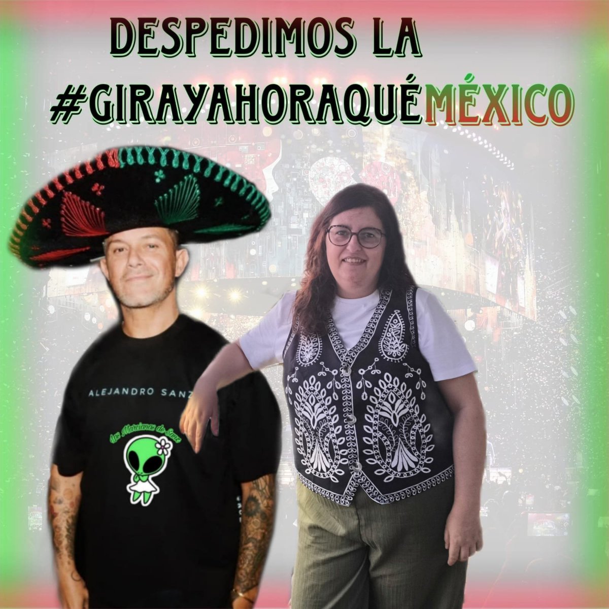 ¡Hasta luego, México!🤗
#LasMarcianasDeSanz queremos despedir la gira de #AlejandroSanz junto a nuestros compañer@s 🇲🇽🙌🏻
Agradecer a todos por ser apoyo y energía en cada concierto y haber sido la voz de todos en esta experiencia inolvidable!🥹 
#LoNuestroEsDeOtroPlaneta 👽