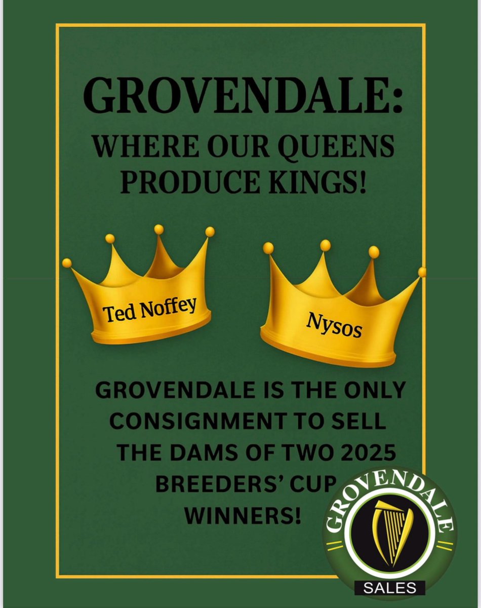 👑 <a href="/grovendalesales/">Grovendalesales</a>, the only consignment to sell the dams of 2 <a href="/BreedersCup/">Breeders' Cup</a> champions👑