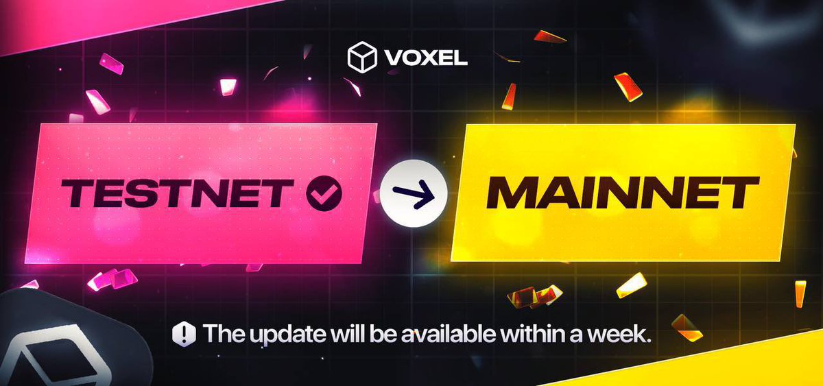 Our journey has brought us here.

VOXEL has completed its testnet and is officially moving into the mainnet.

⚙️ Over the past eight months, we’ve come a long way — from beta testing to a full-fledged ecosystem.
Throughout this time, we’ve been testing, improving, and building