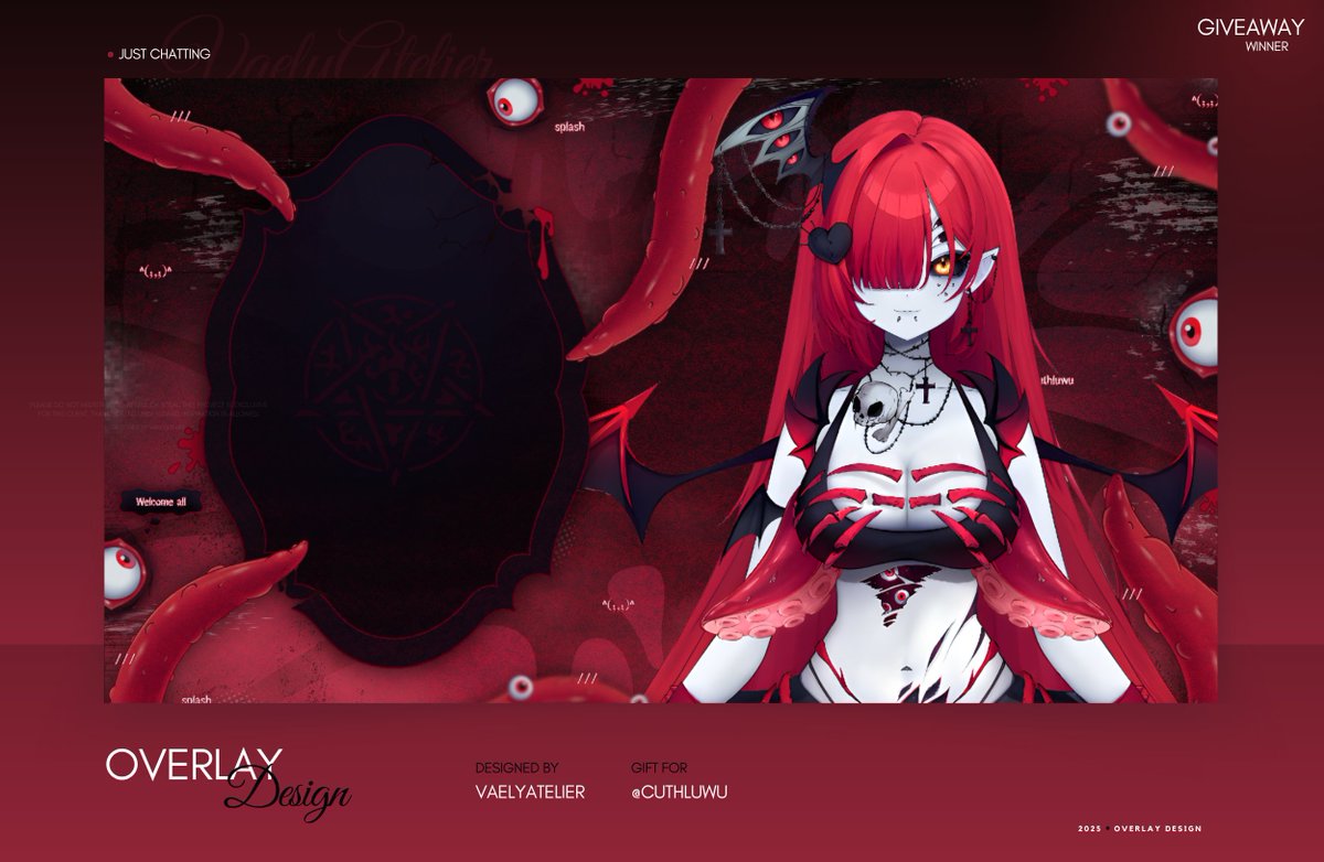 WINNER FROM THE OVERLAY GIVEAWAY
<a href="/Cuthluwu/">Cuthluwu Lovecraft🐙🌑📕 lovecraftian Tuber</a> ♡ ❤️

IT HAD BEEN SO LONG SINCE I HAD HAD SO MUCH FUN DURING A CREATIVE PROCESS !

What do you think guys ?? 👀

Thank you Cuthluwu for sharing your OC in this giveaway, it's so inspiring ! ❤️

#vaelyatelier #vtuber #VtuberUprisings