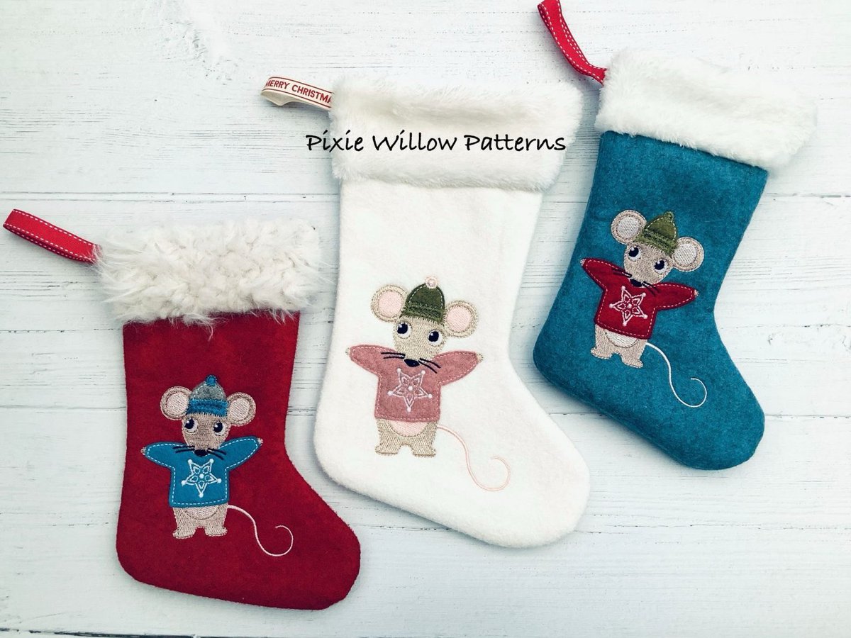 pixie_patterns's tweet image. Lovely cute mouse appliqué Christmas stocking designs pixiewillowpatterns.com/?s=Christmas+s… #christmas