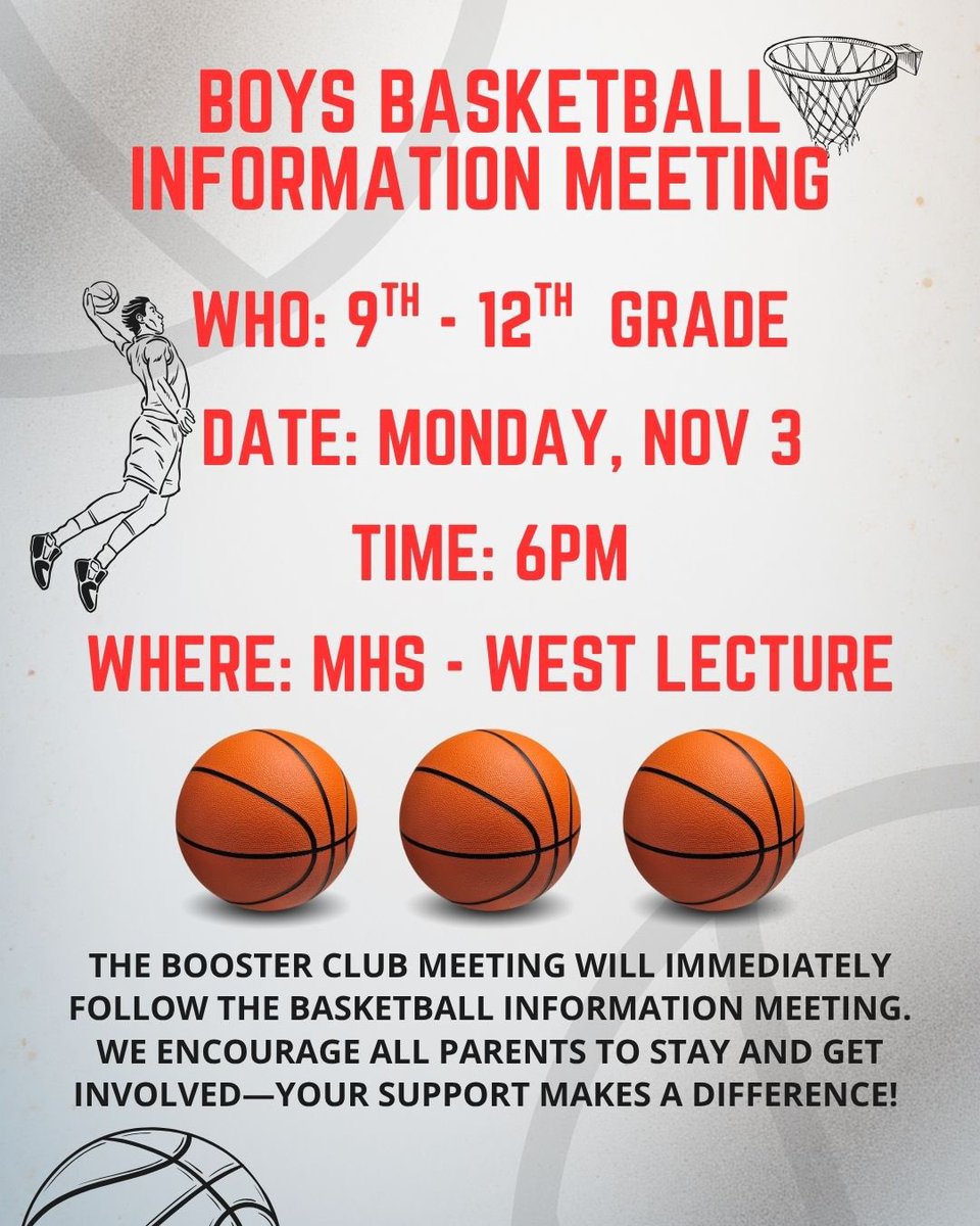 Monti Boys Basketball Meeting

Tomorrow — Monday, Nov 3rd at 6PM! 🏀

#MontiMagic #RunItBack